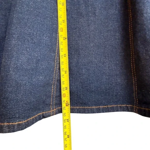 Abercrombie & Fitch Mila Dark Wash Denim Square Neck Mini Dress Size XL Tall - Picture 13 of 14